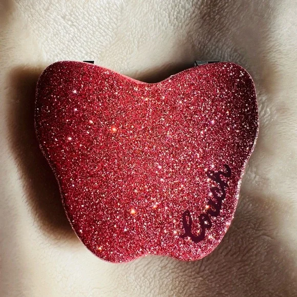 Coach Glitter Pink Butterfly Compact Mirror - Picture 2 of 9